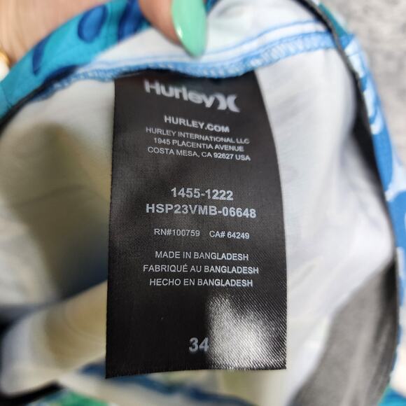 Blue Tropical Hurley Swim Board Shorts Size 34 - Picture 4 of 4